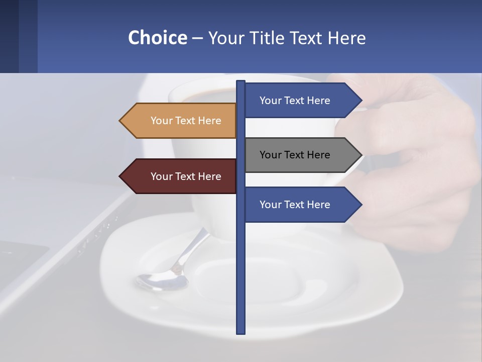 A Person Holding A Cup Of Coffee In Front Of A Laptop PowerPoint Template