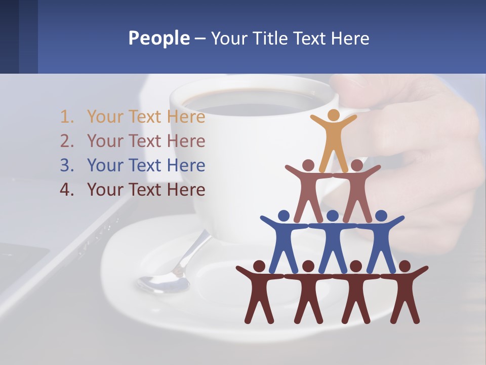 A Person Holding A Cup Of Coffee In Front Of A Laptop PowerPoint Template