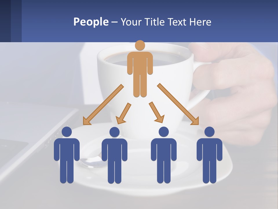 A Person Holding A Cup Of Coffee In Front Of A Laptop PowerPoint Template