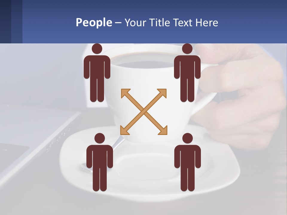 A Person Holding A Cup Of Coffee In Front Of A Laptop PowerPoint Template