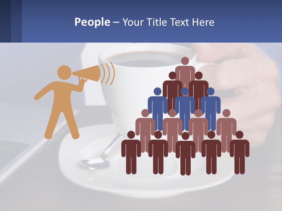 A Person Holding A Cup Of Coffee In Front Of A Laptop PowerPoint Template