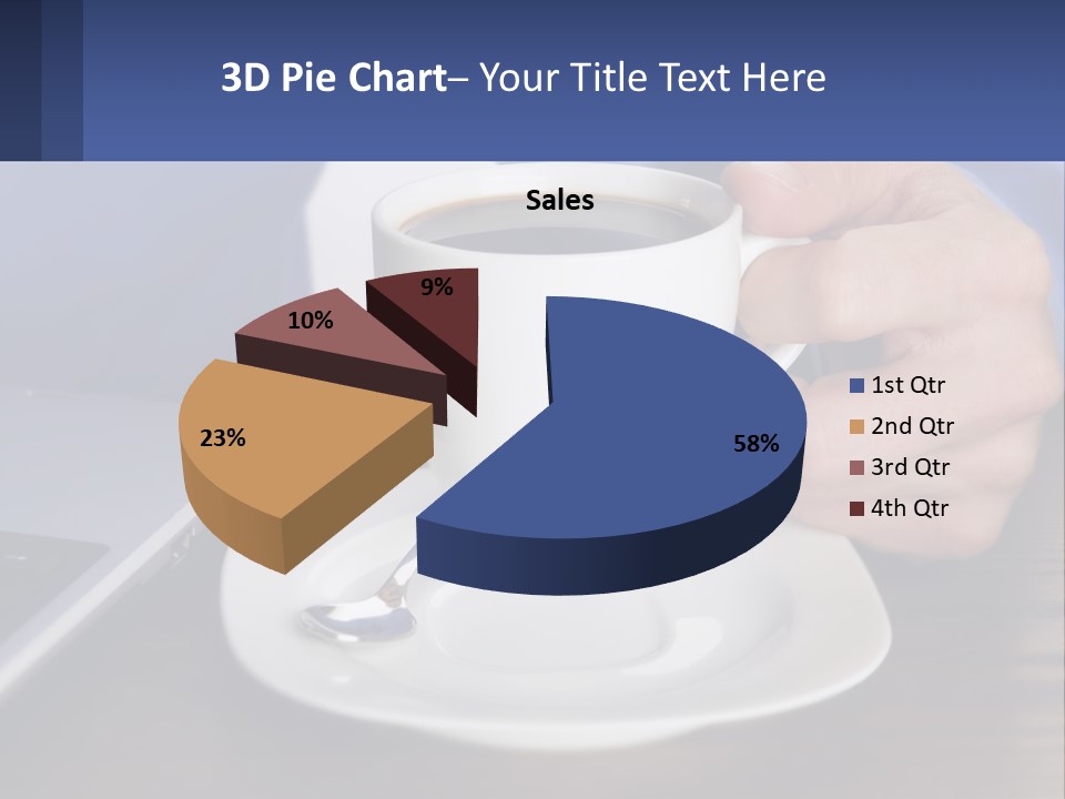 A Person Holding A Cup Of Coffee In Front Of A Laptop PowerPoint Template
