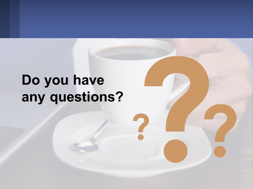 A Person Holding A Cup Of Coffee In Front Of A Laptop PowerPoint Template