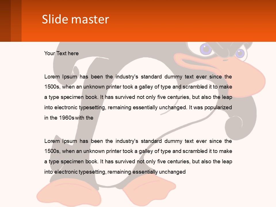 A Cartoon Penguin With A Name Tag On It PowerPoint Template