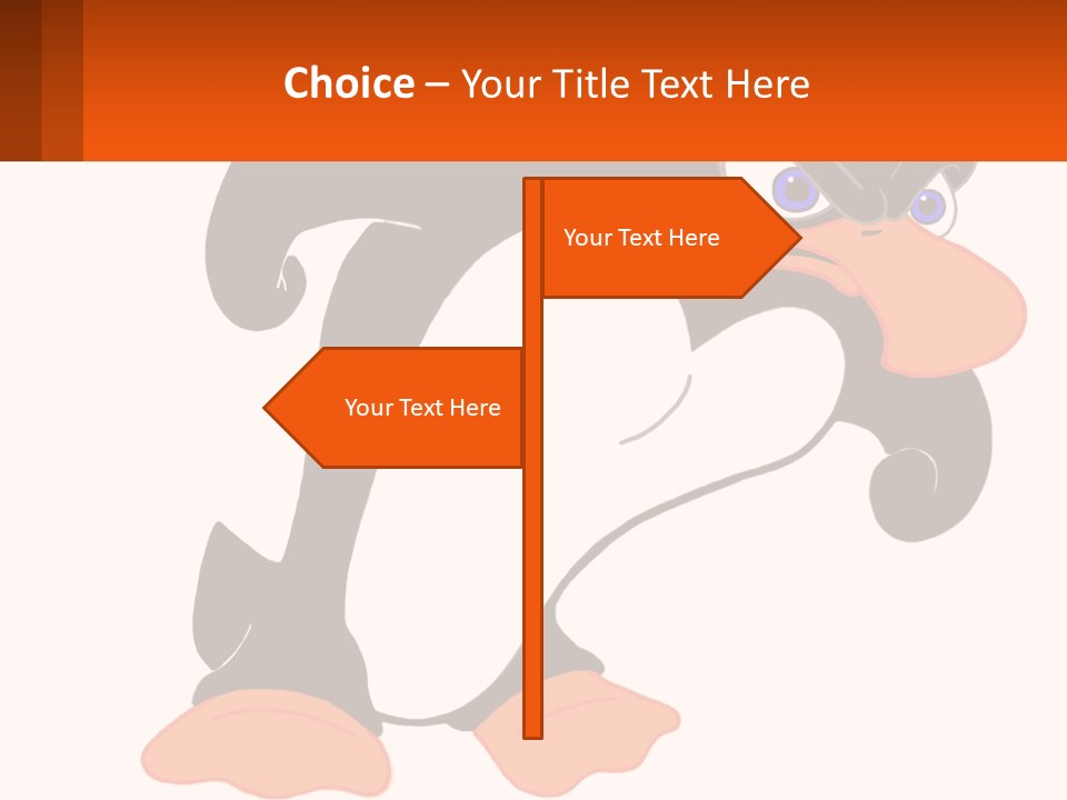 A Cartoon Penguin With A Name Tag On It PowerPoint Template