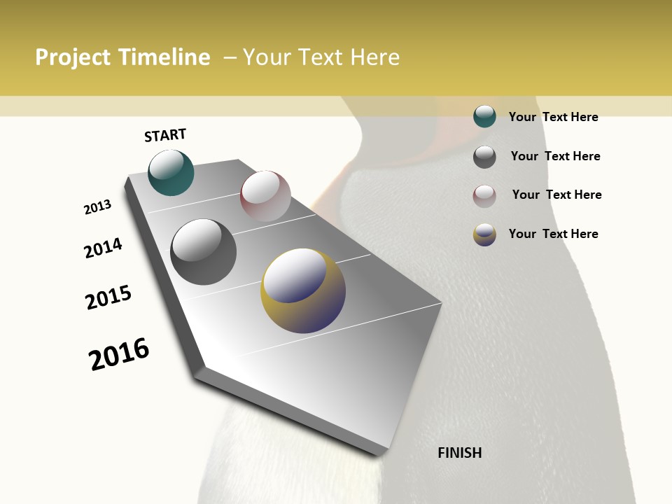 A Penguin Standing Next To A Wall With A White Background PowerPoint Template