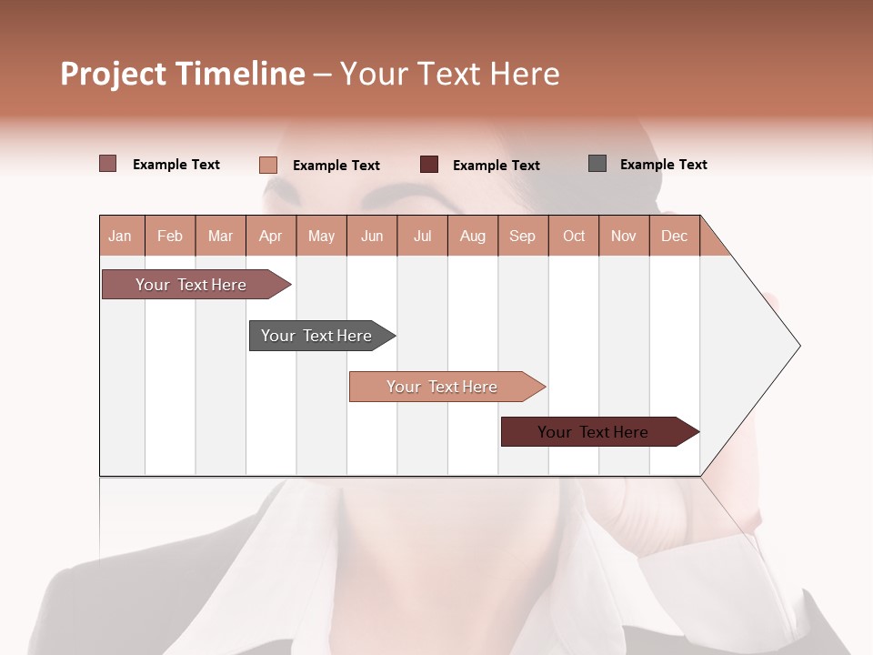 A Woman In A Business Suit Is Holding Her Hand Up To Her Ear PowerPoint Template