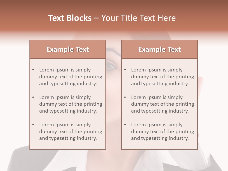 A Woman In A Business Suit Is Holding Her Hand Up To Her Ear PowerPoint Template