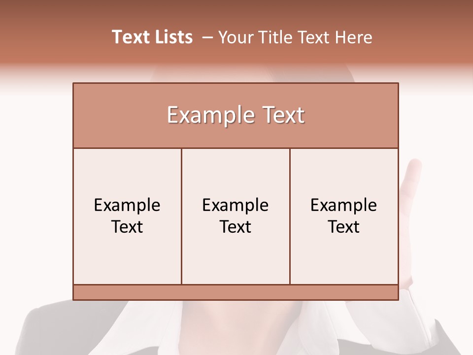 A Woman In A Business Suit Is Holding Her Hand Up To Her Ear PowerPoint Template