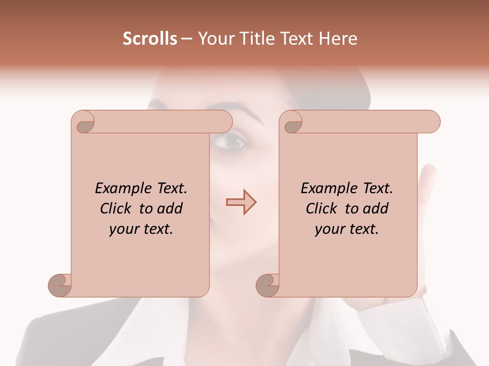 A Woman In A Business Suit Is Holding Her Hand Up To Her Ear PowerPoint Template