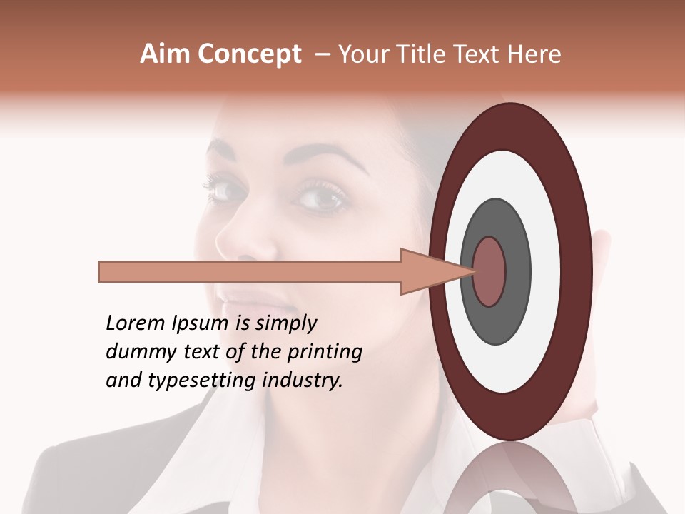 A Woman In A Business Suit Is Holding Her Hand Up To Her Ear PowerPoint Template