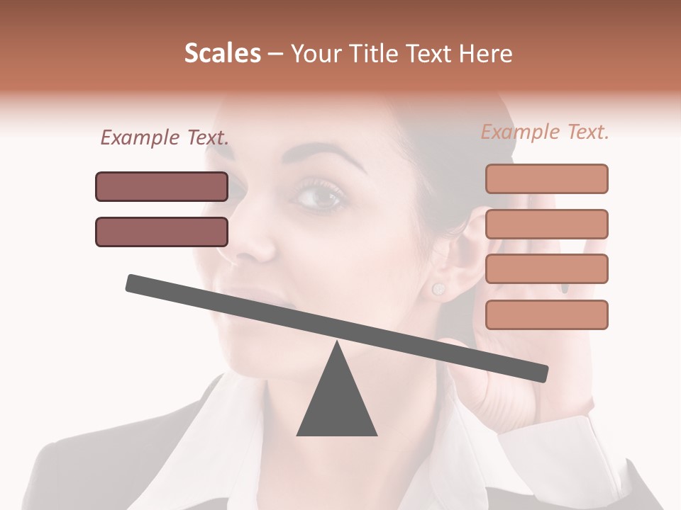 A Woman In A Business Suit Is Holding Her Hand Up To Her Ear PowerPoint Template