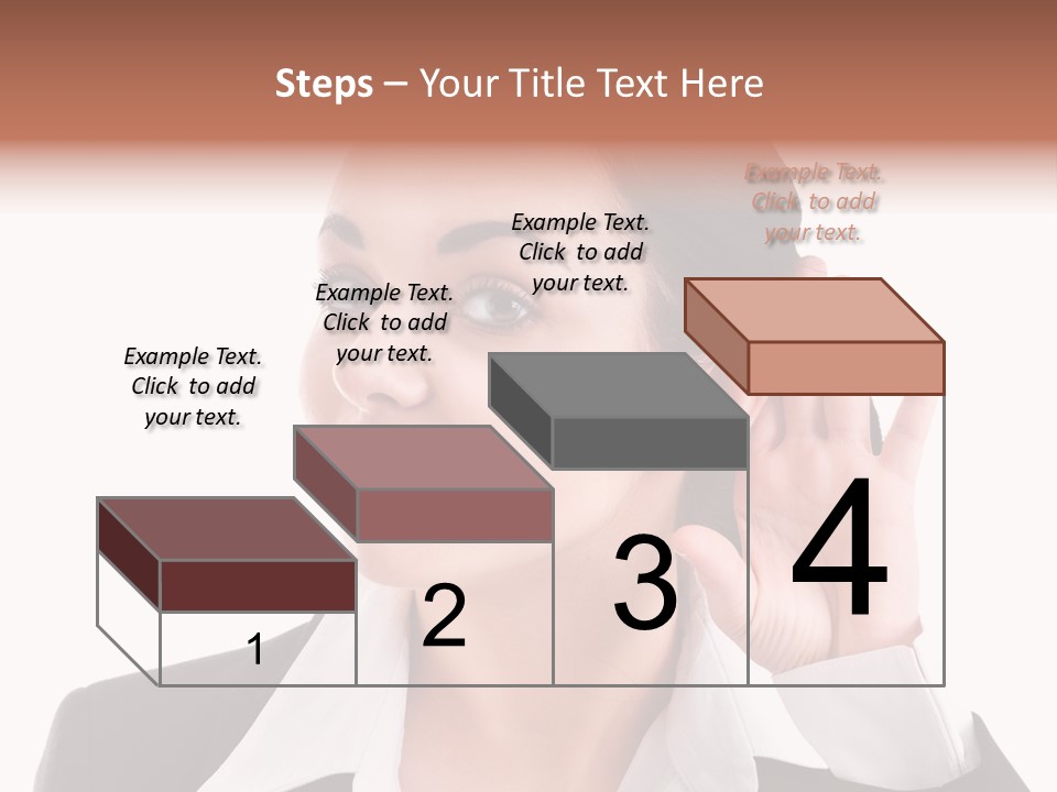 A Woman In A Business Suit Is Holding Her Hand Up To Her Ear PowerPoint Template