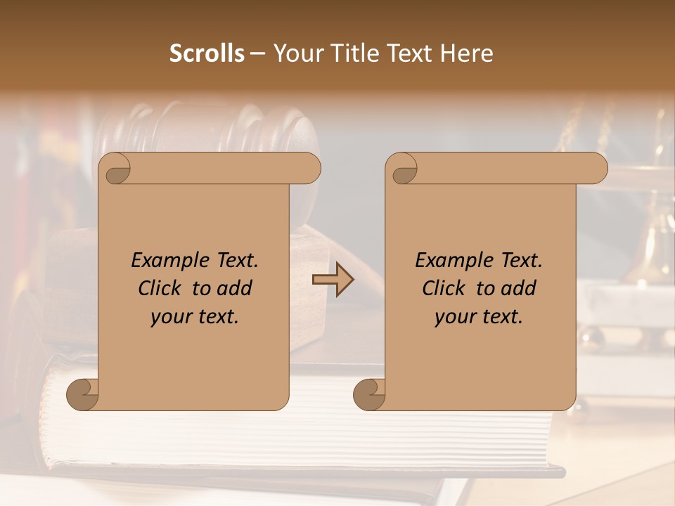 A Wooden Judge's Gavel On Top Of A Book PowerPoint Template