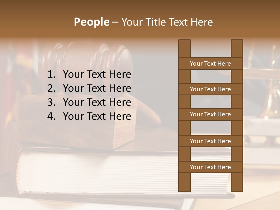 A Wooden Judge's Gavel On Top Of A Book PowerPoint Template