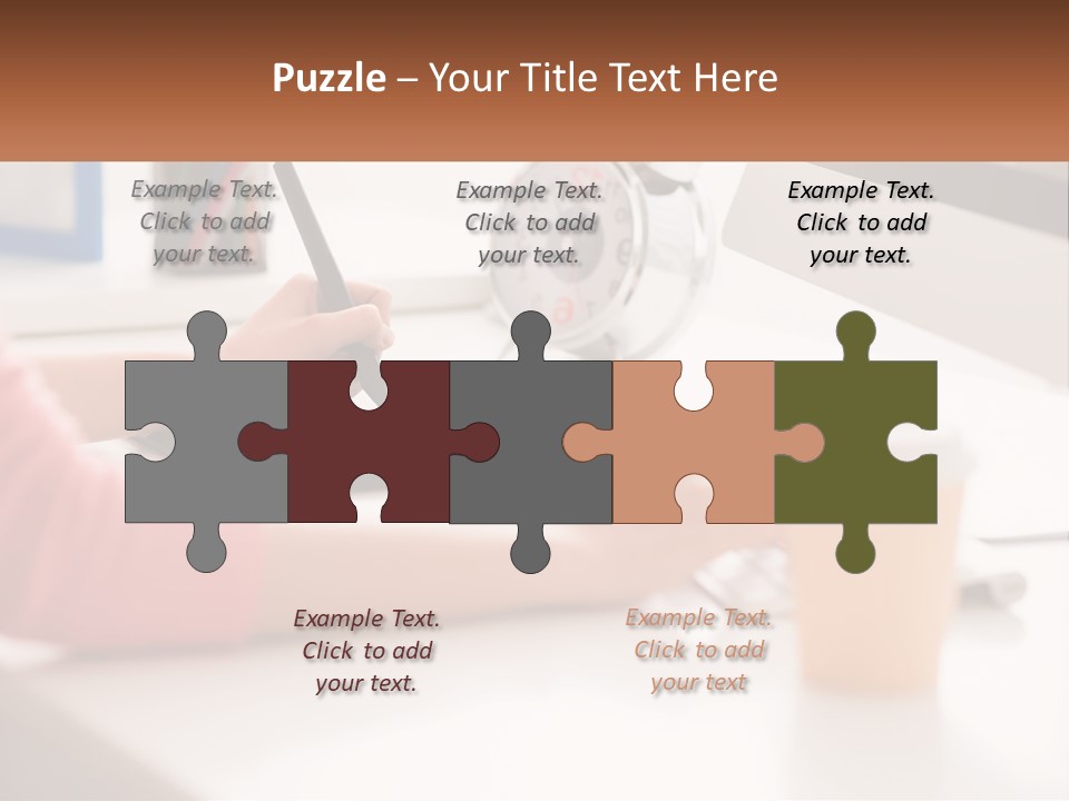 A Woman Writing On A Piece Of Paper Next To A Cup Of Coffee PowerPoint Template