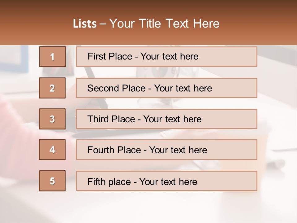 A Woman Writing On A Piece Of Paper Next To A Cup Of Coffee PowerPoint Template