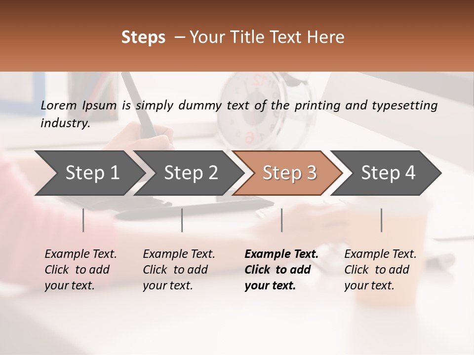 A Woman Writing On A Piece Of Paper Next To A Cup Of Coffee PowerPoint Template