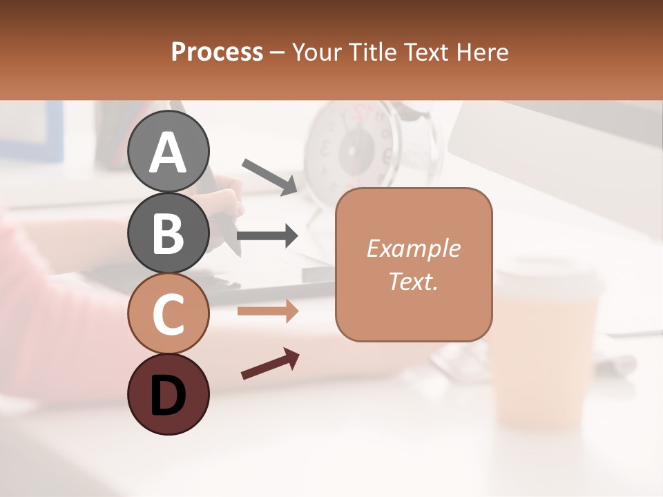 A Woman Writing On A Piece Of Paper Next To A Cup Of Coffee PowerPoint Template
