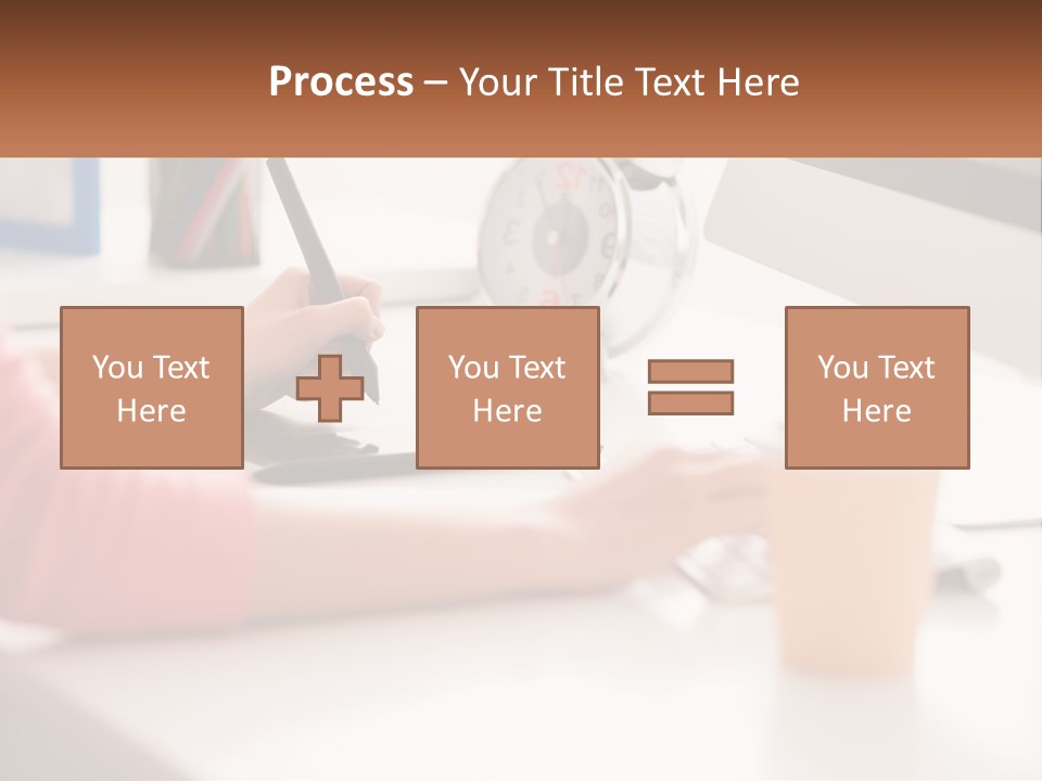 A Woman Writing On A Piece Of Paper Next To A Cup Of Coffee PowerPoint Template