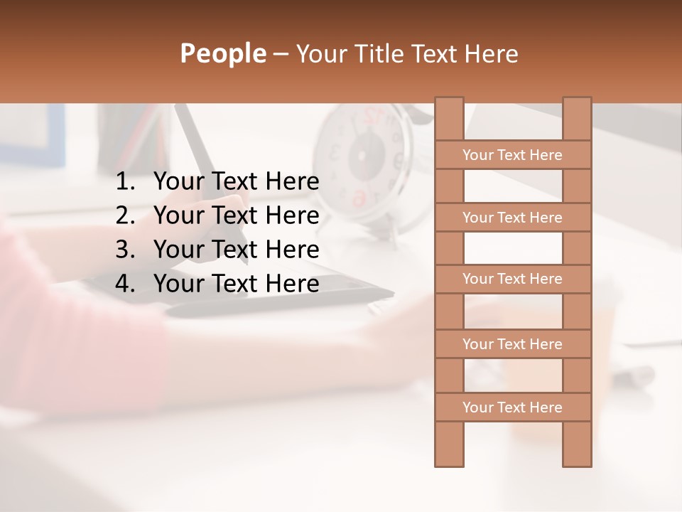 A Woman Writing On A Piece Of Paper Next To A Cup Of Coffee PowerPoint Template