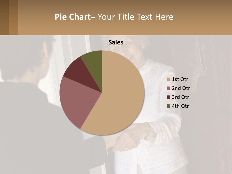 An Elderly Woman Shaking Hands With A Woman In Front Of A Red Door PowerPoint Template