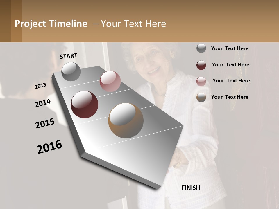 An Elderly Woman Shaking Hands With A Woman In Front Of A Red Door PowerPoint Template