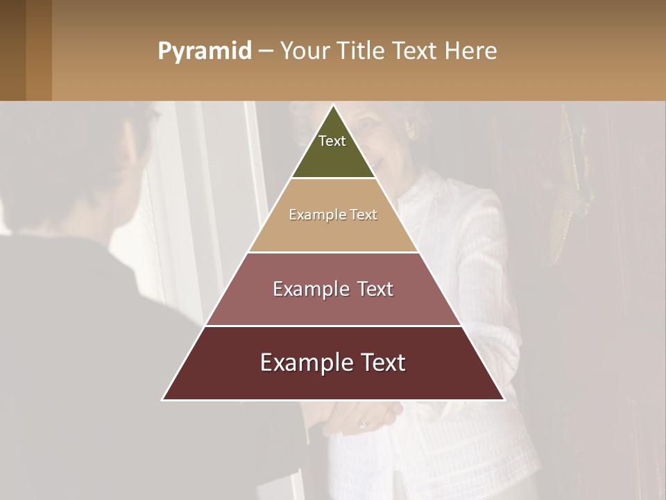 An Elderly Woman Shaking Hands With A Woman In Front Of A Red Door PowerPoint Template