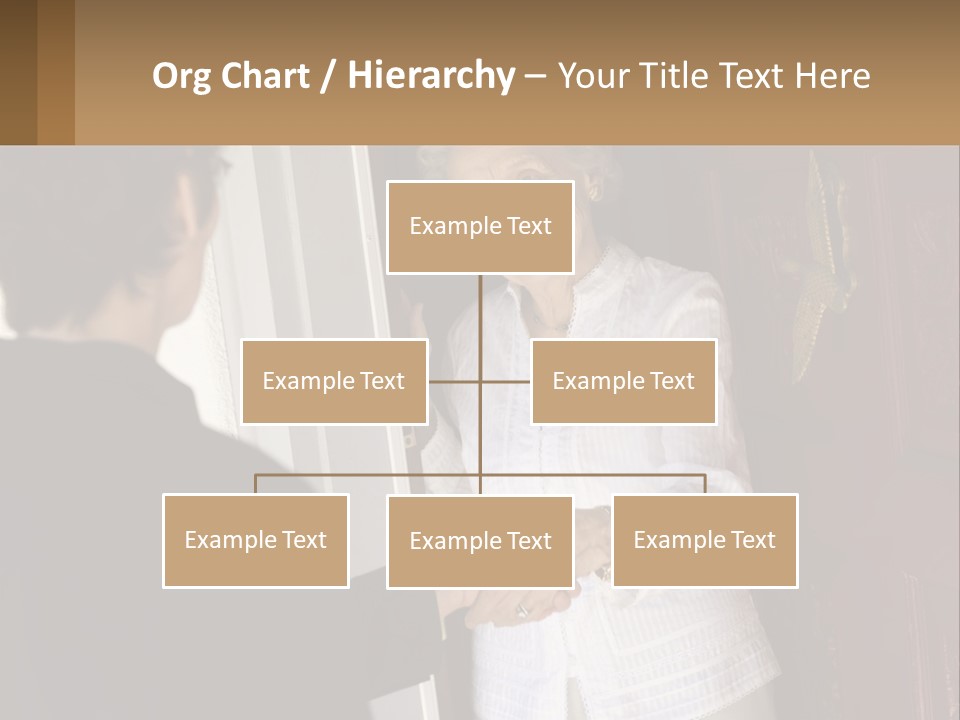 An Elderly Woman Shaking Hands With A Woman In Front Of A Red Door PowerPoint Template