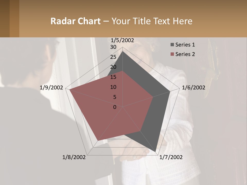 An Elderly Woman Shaking Hands With A Woman In Front Of A Red Door PowerPoint Template