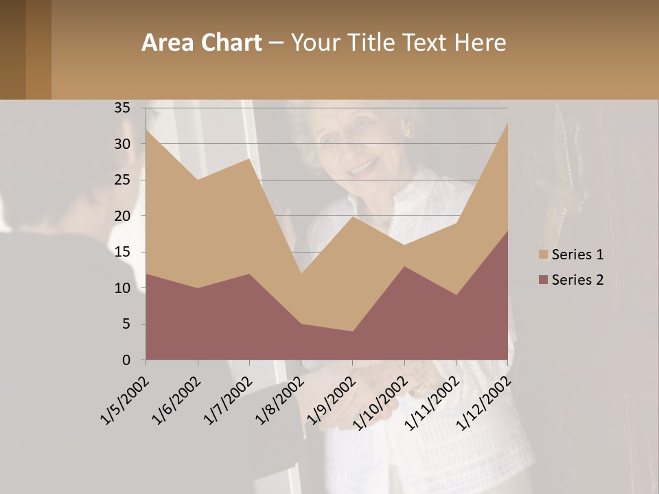 An Elderly Woman Shaking Hands With A Woman In Front Of A Red Door PowerPoint Template
