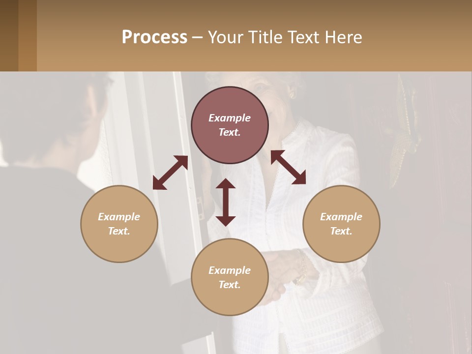 An Elderly Woman Shaking Hands With A Woman In Front Of A Red Door PowerPoint Template