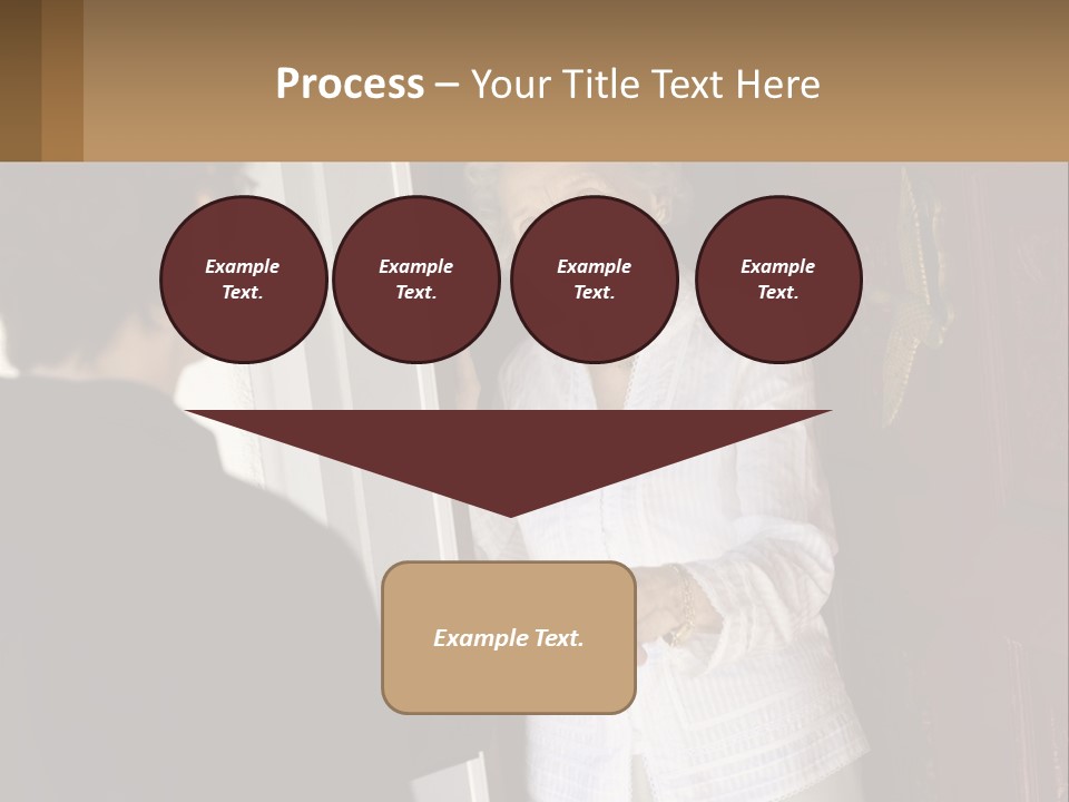 An Elderly Woman Shaking Hands With A Woman In Front Of A Red Door PowerPoint Template