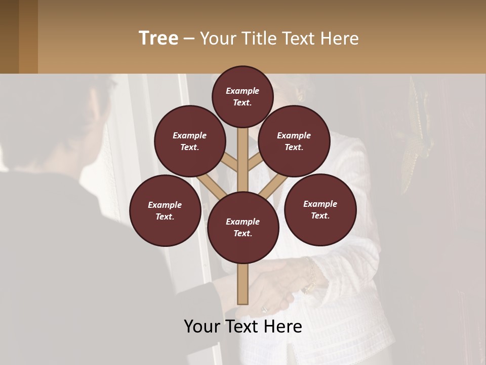 An Elderly Woman Shaking Hands With A Woman In Front Of A Red Door PowerPoint Template