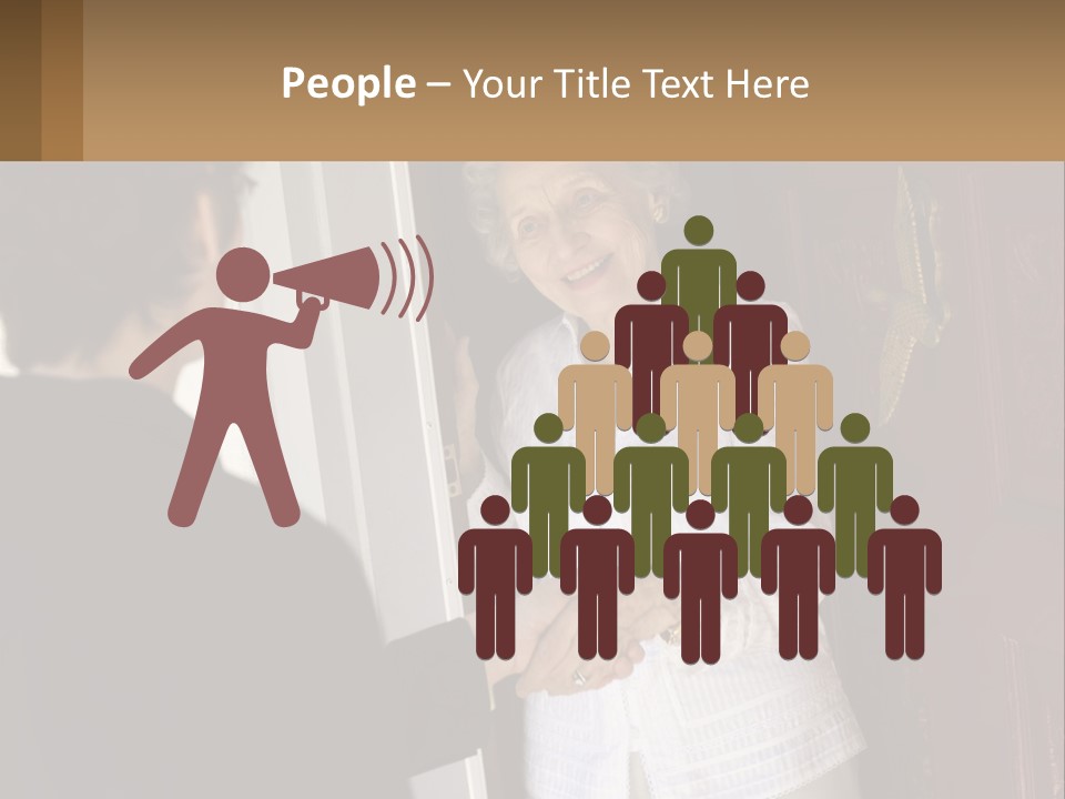 An Elderly Woman Shaking Hands With A Woman In Front Of A Red Door PowerPoint Template