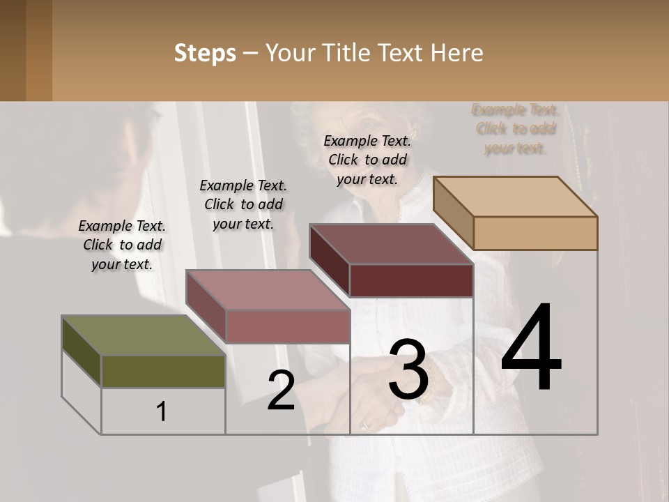 An Elderly Woman Shaking Hands With A Woman In Front Of A Red Door PowerPoint Template