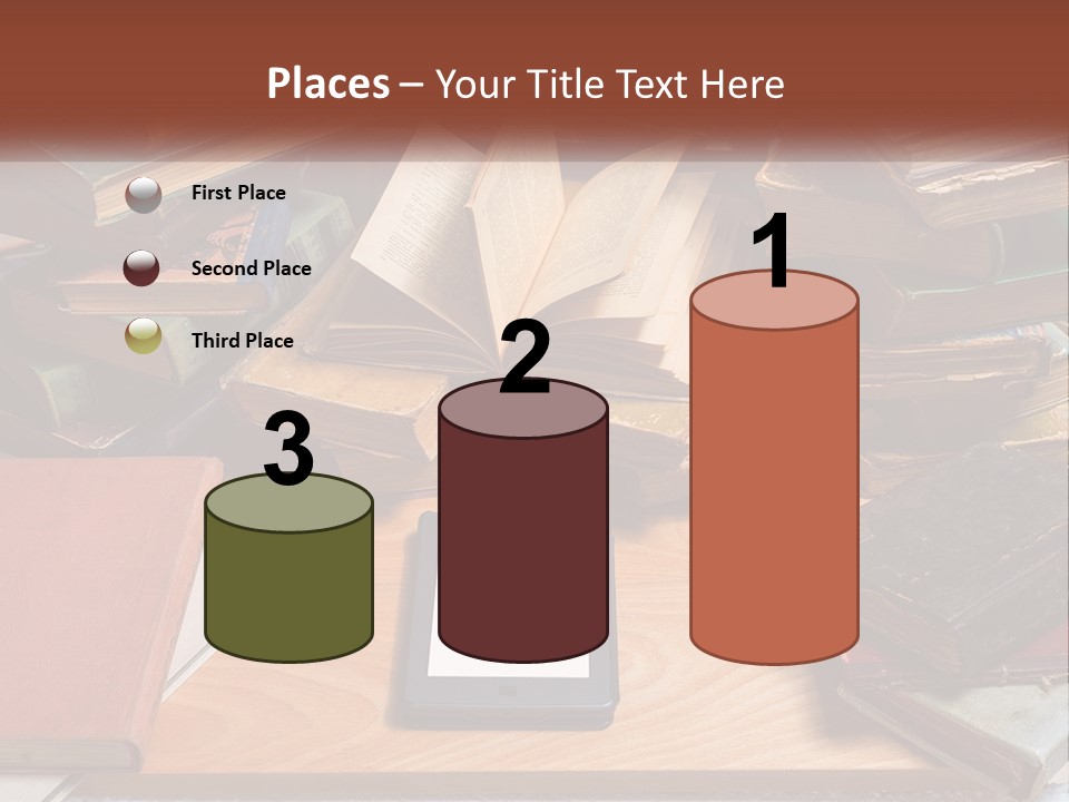 A Pile Of Books And A Tablet On A Table PowerPoint Template