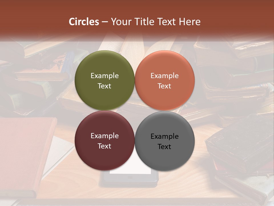 A Pile Of Books And A Tablet On A Table PowerPoint Template