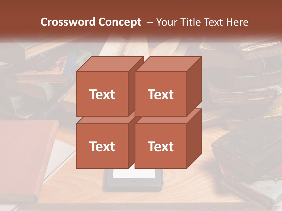 A Pile Of Books And A Tablet On A Table PowerPoint Template