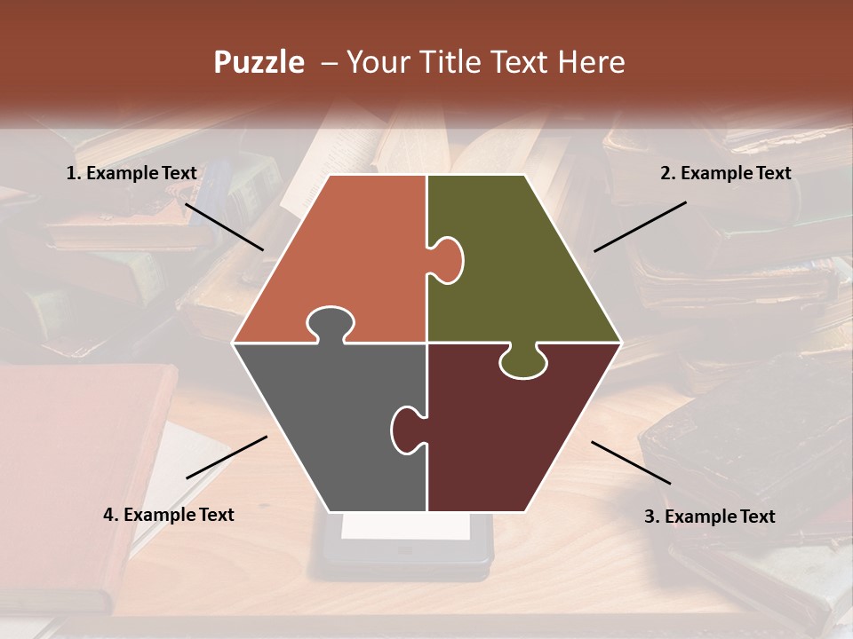 A Pile Of Books And A Tablet On A Table PowerPoint Template