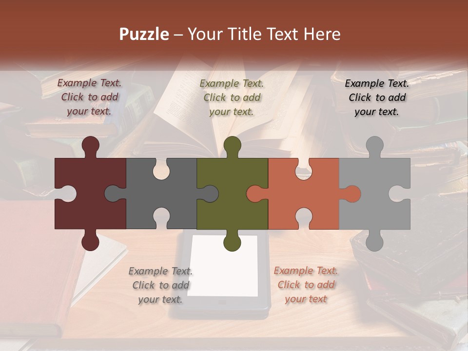 A Pile Of Books And A Tablet On A Table PowerPoint Template