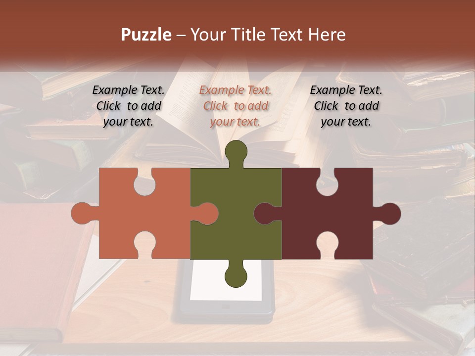 A Pile Of Books And A Tablet On A Table PowerPoint Template