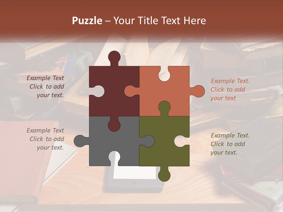 A Pile Of Books And A Tablet On A Table PowerPoint Template