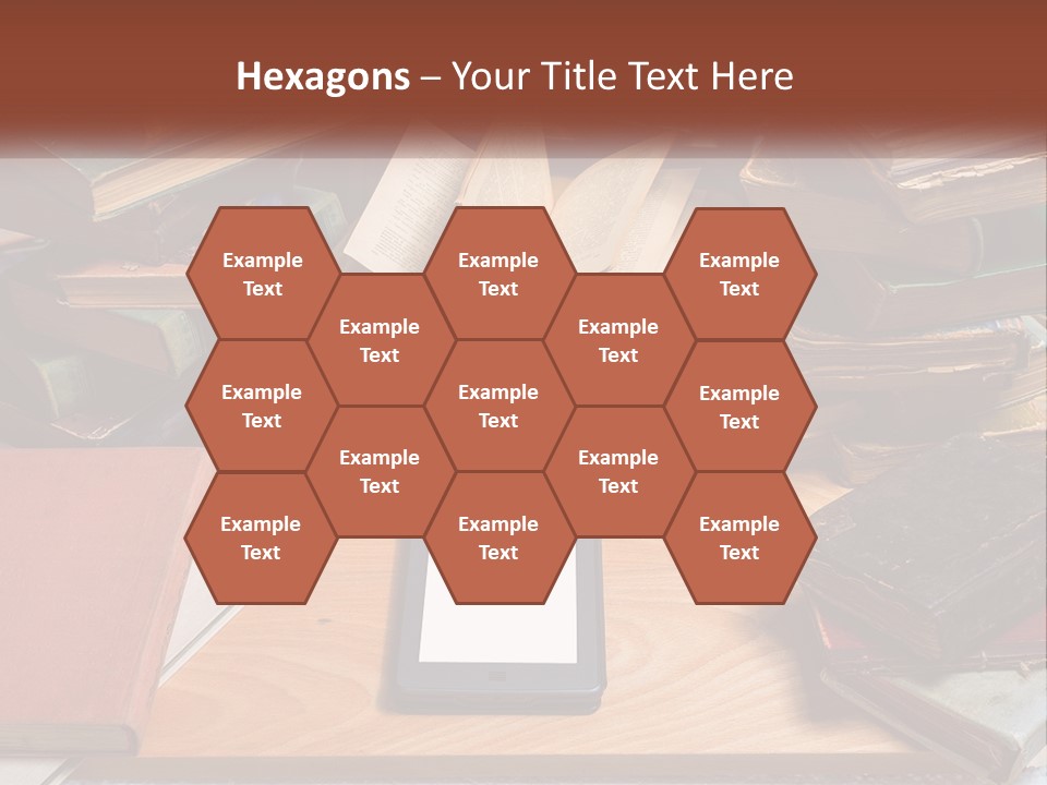 A Pile Of Books And A Tablet On A Table PowerPoint Template