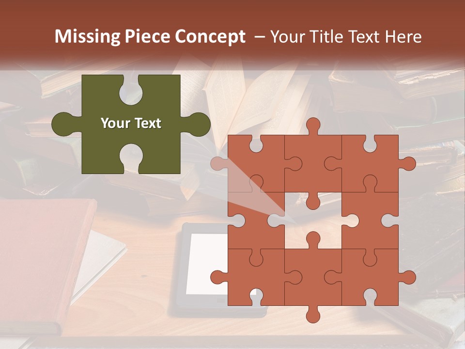 A Pile Of Books And A Tablet On A Table PowerPoint Template