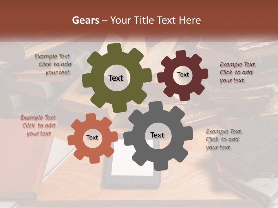 A Pile Of Books And A Tablet On A Table PowerPoint Template