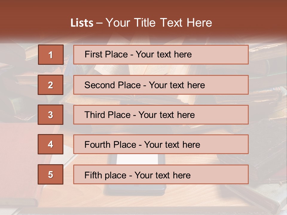 A Pile Of Books And A Tablet On A Table PowerPoint Template