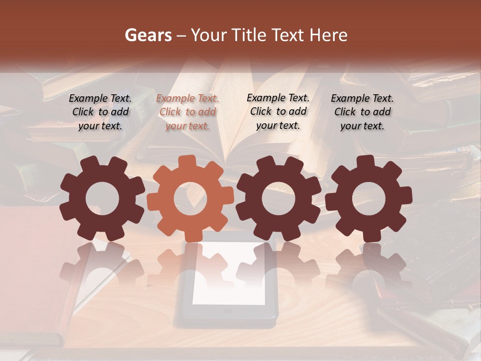 A Pile Of Books And A Tablet On A Table PowerPoint Template