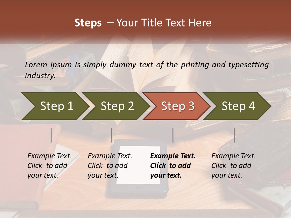 A Pile Of Books And A Tablet On A Table PowerPoint Template