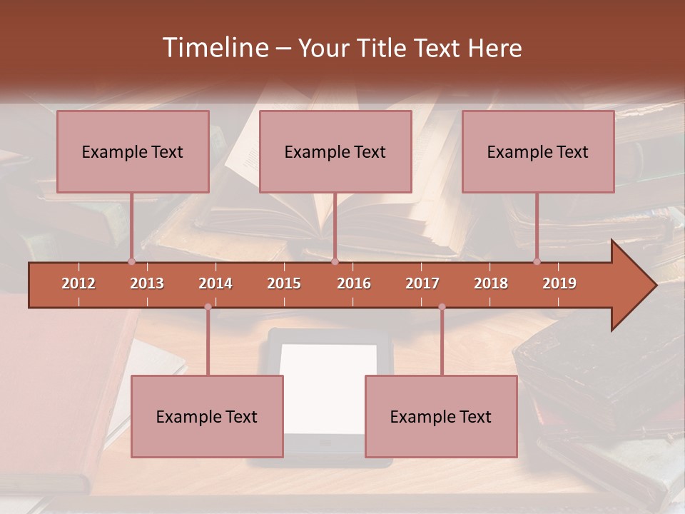 A Pile Of Books And A Tablet On A Table PowerPoint Template